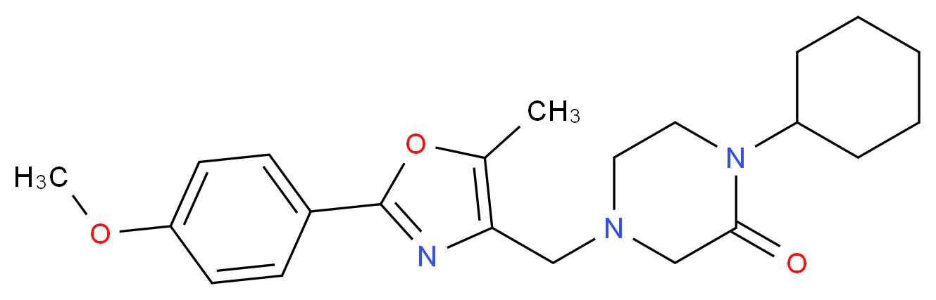 1-cyclohexyl-4-{[2-(4-methoxyphenyl)-5-methyl-1,3-oxazol-4-yl]methyl}-2-piperazinone_分子结构_CAS_)