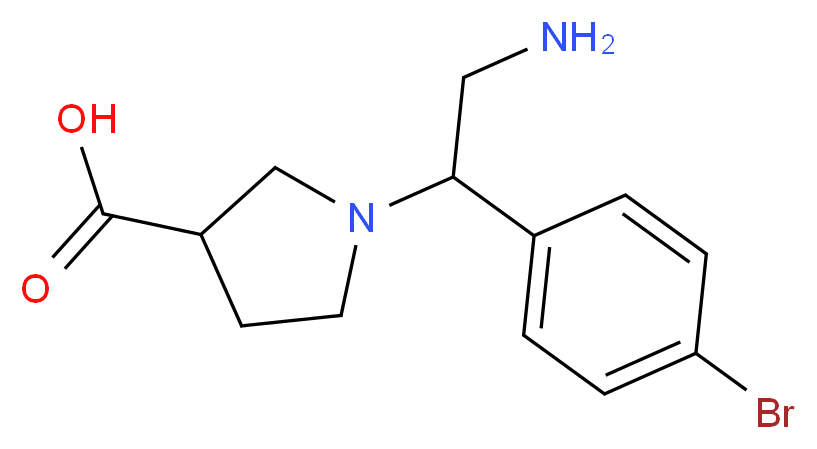 1-[2-AMINO-1-(4-BROMO-PHENYL)-ETHYL]-PYRROLIDINE-3-CARBOXYLIC ACID_分子结构_CAS_886363-99-1)