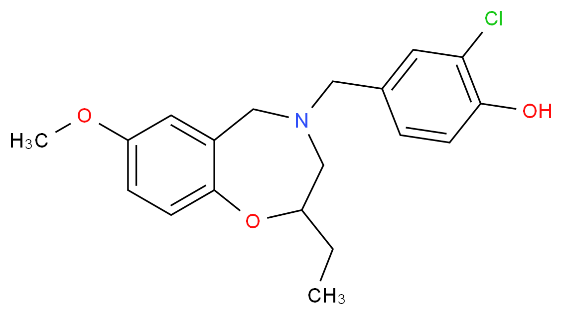 2-chloro-4-[(2-ethyl-7-methoxy-2,3-dihydro-1,4-benzoxazepin-4(5H)-yl)methyl]phenol_分子结构_CAS_)