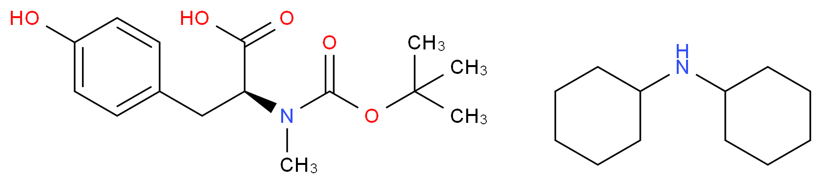 (2S)-2-{[(tert-butoxy)carbonyl](methyl)amino}-3-(4-hydroxyphenyl)propanoic acid; N-cyclohexylcyclohexanamine_分子结构_CAS_95105-25-2