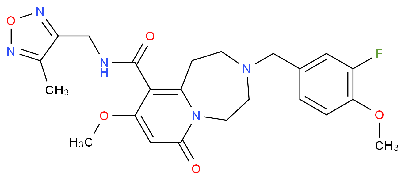 3-(3-fluoro-4-methoxybenzyl)-9-methoxy-N-[(4-methyl-1,2,5-oxadiazol-3-yl)methyl]-7-oxo-1,2,3,4,5,7-hexahydropyrido[1,2-d][1,4]diazepine-10-carboxamide_分子结构_CAS_)