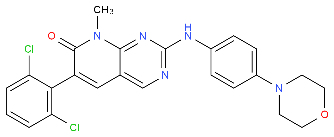 6-(2,6-dichlorophenyl)-8-methyl-2-{[4-(morpholin-4-yl)phenyl]amino}-7H,8H-pyrido[2,3-d]pyrimidin-7-one_分子结构_CAS_305820-75-1