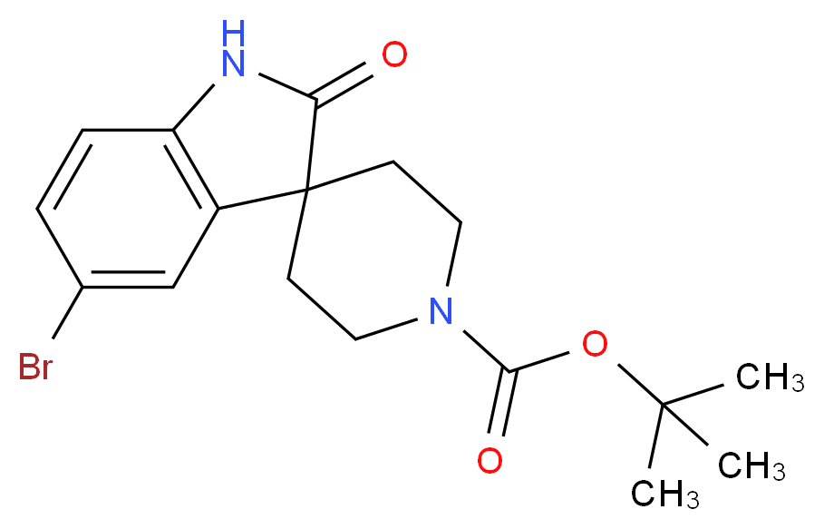 tert-butyl 5-bromo-2-oxo-1,2-dihydrospiro[indole-3,4'-piperidine]-1'-carboxylate_分子结构_CAS_873779-30-7