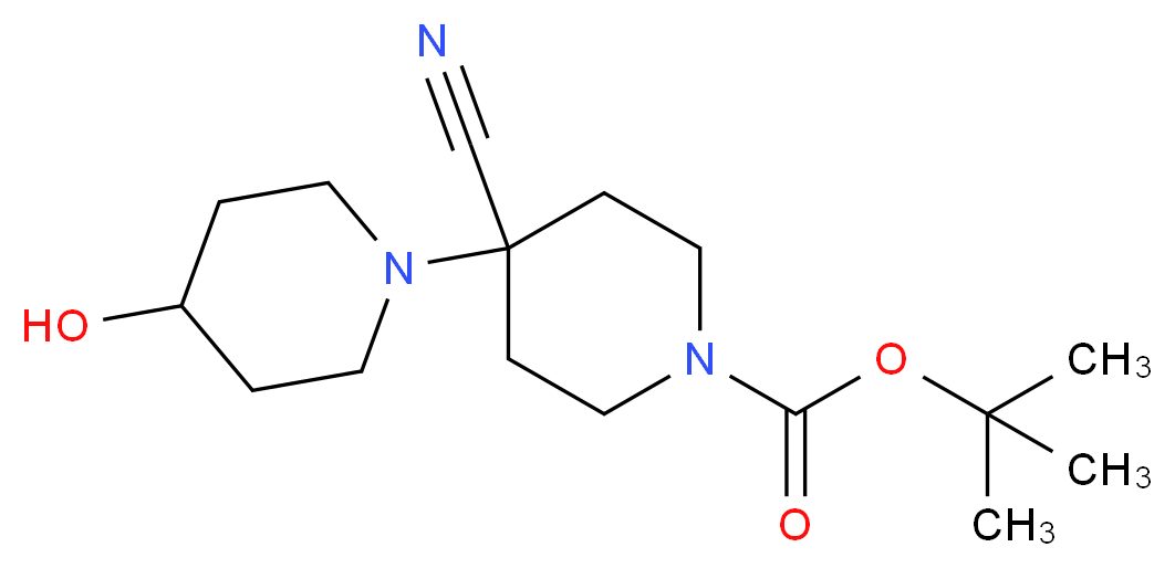 tert-butyl 4'-cyano-4-hydroxy-1,4'- bipiperidine-1'-carboxylate_分子结构_CAS_501446-66-8)
