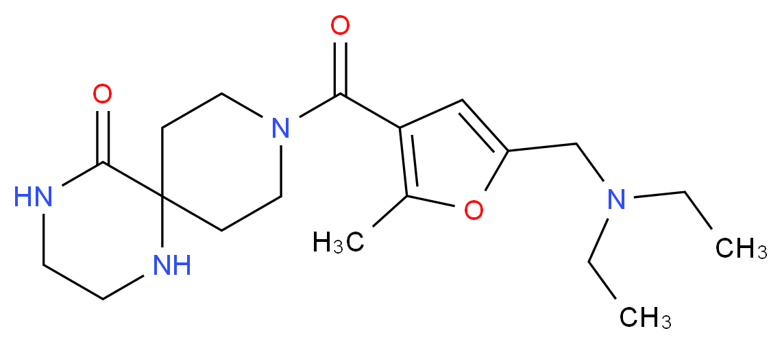 9-{5-[(diethylamino)methyl]-2-methyl-3-furoyl}-1,4,9-triazaspiro[5.5]undecan-5-one_分子结构_CAS_)