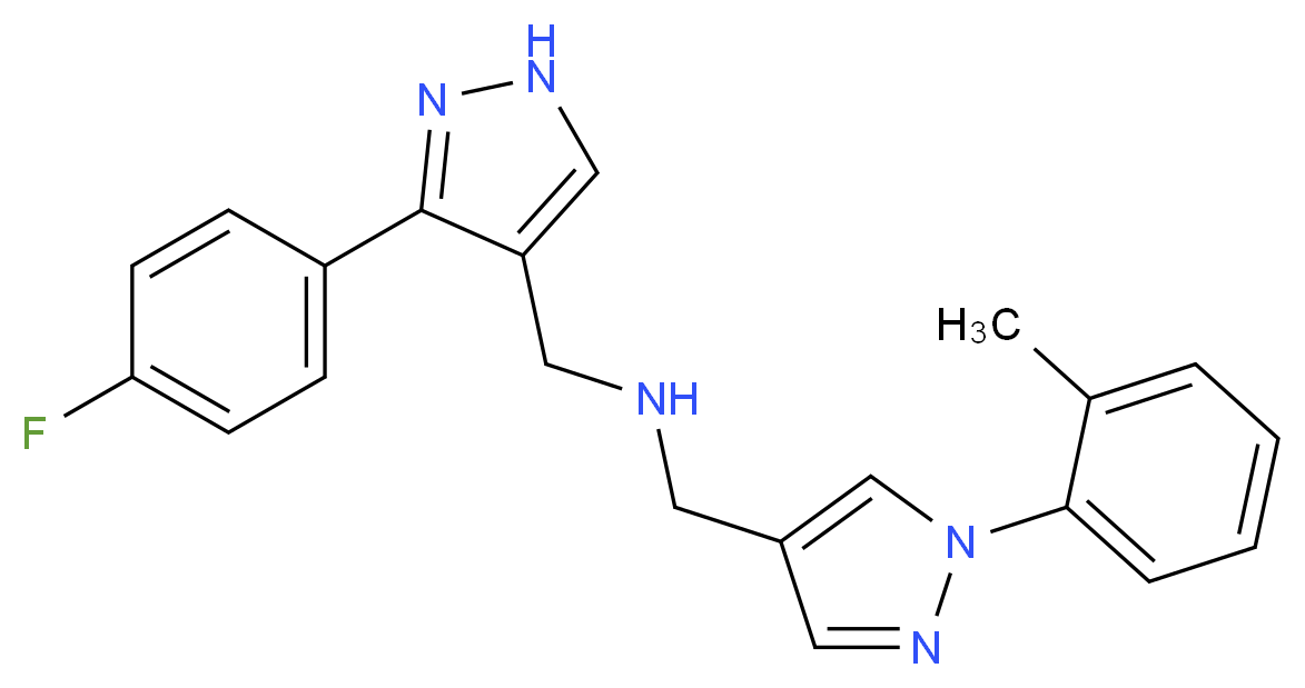 1-[3-(4-fluorophenyl)-1H-pyrazol-4-yl]-N-{[1-(2-methylphenyl)-1H-pyrazol-4-yl]methyl}methanamine_分子结构_CAS_)