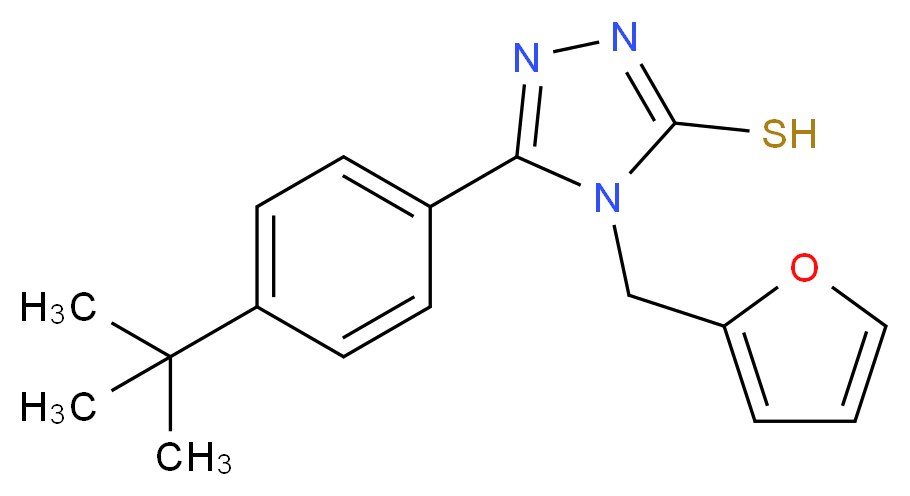 5-(4-tert-butylphenyl)-4-(furan-2-ylmethyl)-4H-1,2,4-triazole-3-thiol_分子结构_CAS_261946-00-3