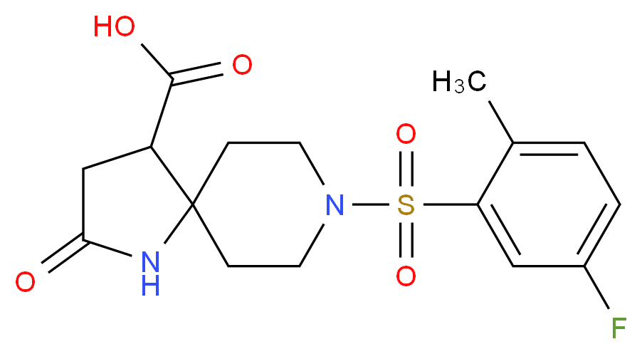 8-[(5-fluoro-2-methylphenyl)sulfonyl]-2-oxo-1,8-diazaspiro[4.5]decane-4-carboxylic acid_分子结构_CAS_)