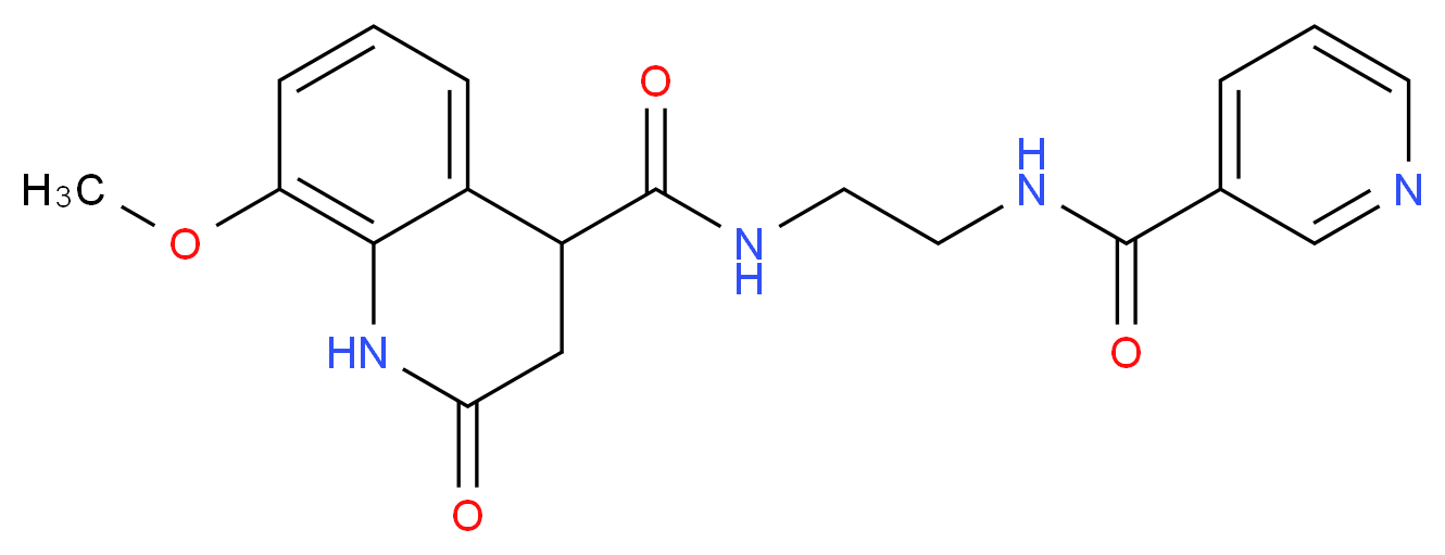 8-methoxy-2-oxo-N-{2-[(pyridin-3-ylcarbonyl)amino]ethyl}-1,2,3,4-tetrahydroquinoline-4-carboxamide_分子结构_CAS_)