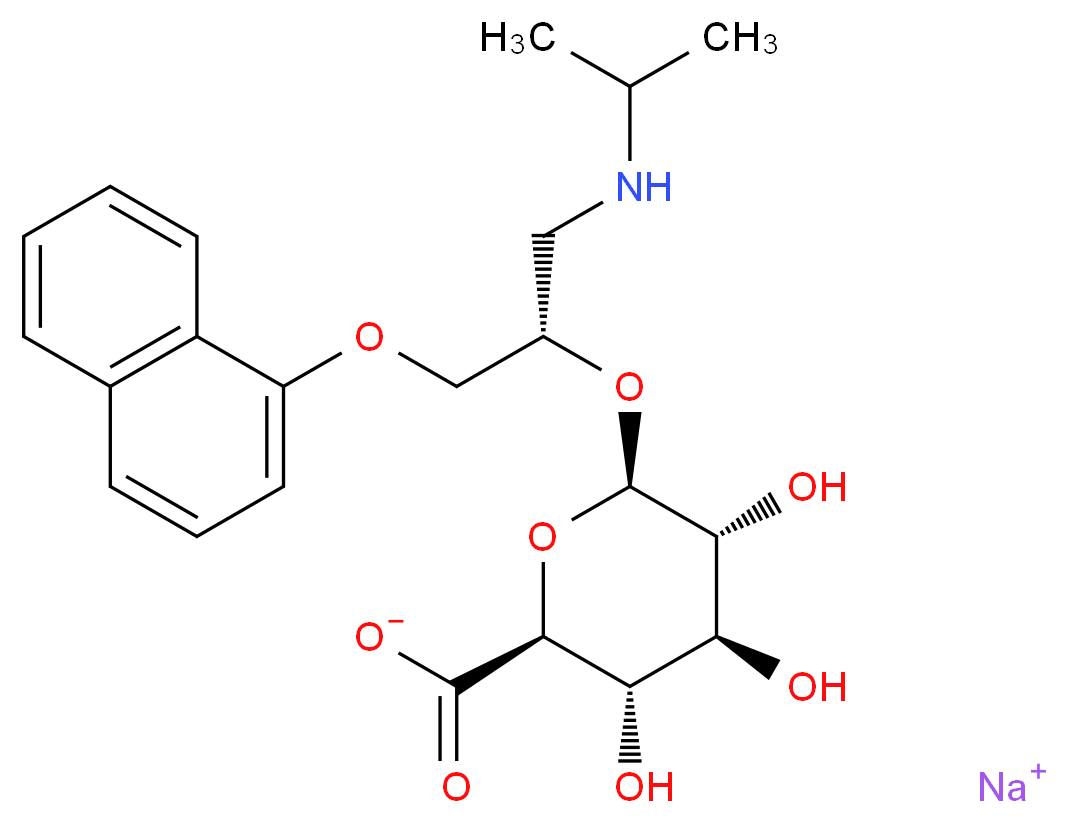 sodium (2S,3S,4S,5R,6R)-3,4,5-trihydroxy-6-{[(2S)-1-(naphthalen-1-yloxy)-3-[(propan-2-yl)amino]propan-2-yl]oxy}oxane-2-carboxylate_分子结构_CAS_87144-73-8