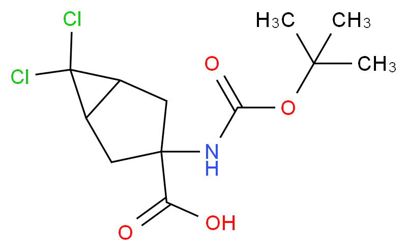 3-[(TERT-BUTOXYCARBONYL)AMINO]-6,6-DICHLOROBICYCLO[3.1.0]HEXANE-3-CARBOXYLIC ACID_分子结构_CAS_1134759-39-9)