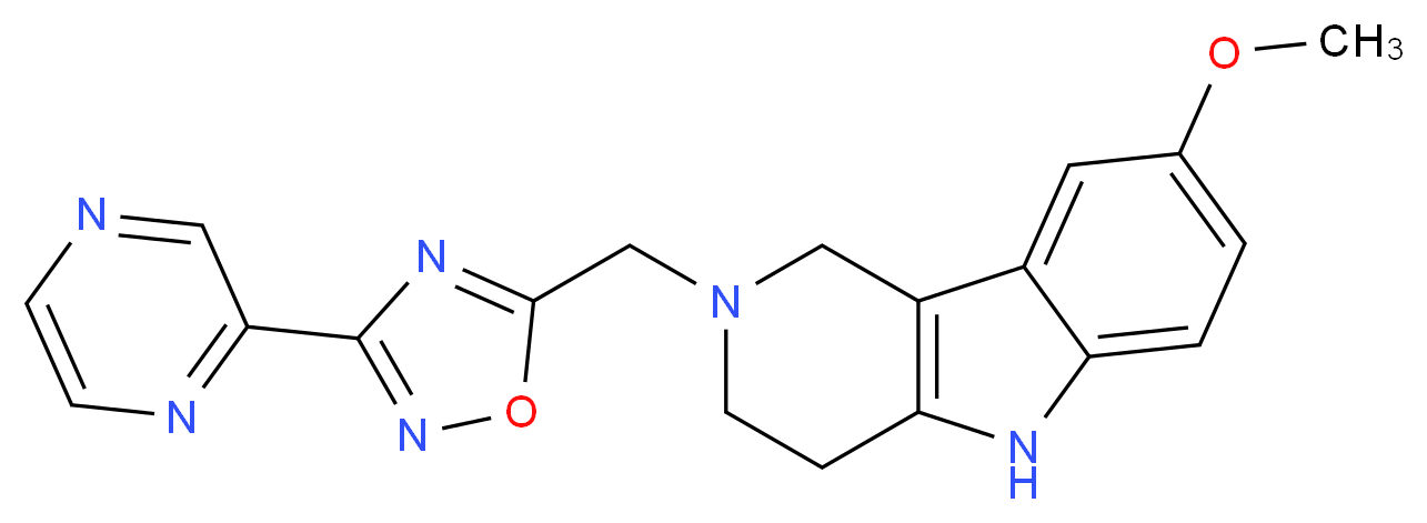 8-methoxy-2-{[3-(2-pyrazinyl)-1,2,4-oxadiazol-5-yl]methyl}-2,3,4,5-tetrahydro-1H-pyrido[4,3-b]indole_分子结构_CAS_)