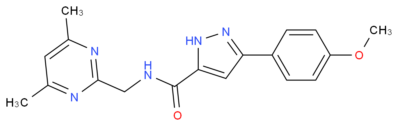N-[(4,6-dimethyl-2-pyrimidinyl)methyl]-3-(4-methoxyphenyl)-1H-pyrazole-5-carboxamide_分子结构_CAS_)
