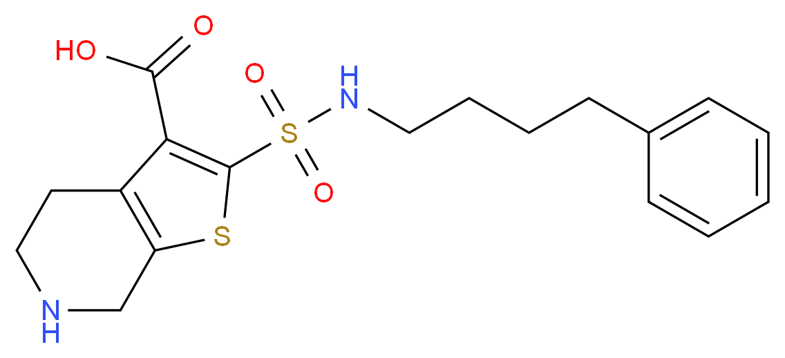 2-{[(4-phenylbutyl)amino]sulfonyl}-4,5,6,7-tetrahydrothieno[2,3-c]pyridine-3-carboxylic acid_分子结构_CAS_)