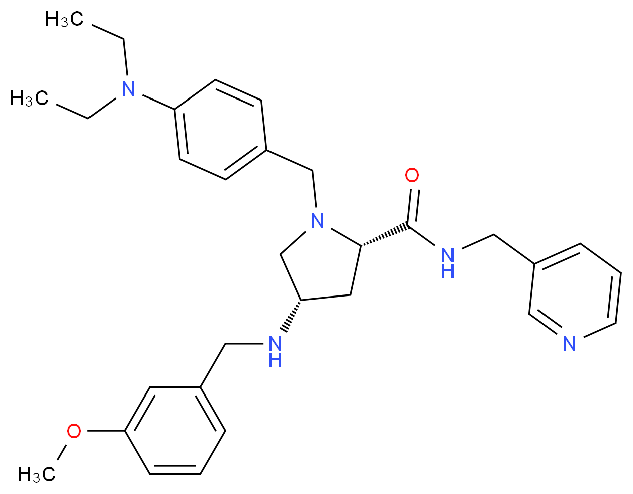 (4S)-1-[4-(diethylamino)benzyl]-4-[(3-methoxybenzyl)amino]-N-(3-pyridinylmethyl)-L-prolinamide_分子结构_CAS_)