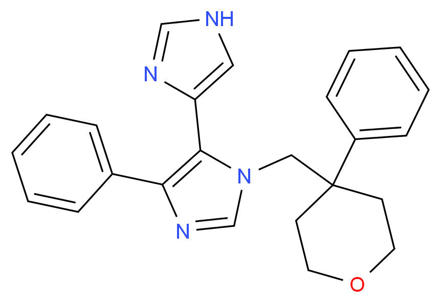 5'-phenyl-3'-[(4-phenyltetrahydro-2H-pyran-4-yl)methyl]-1H,3'H-4,4'-biimidazole_分子结构_CAS_)