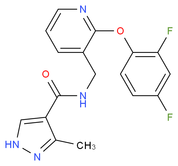 N-{[2-(2,4-difluorophenoxy)-3-pyridinyl]methyl}-3-methyl-1H-pyrazole-4-carboxamide_分子结构_CAS_)