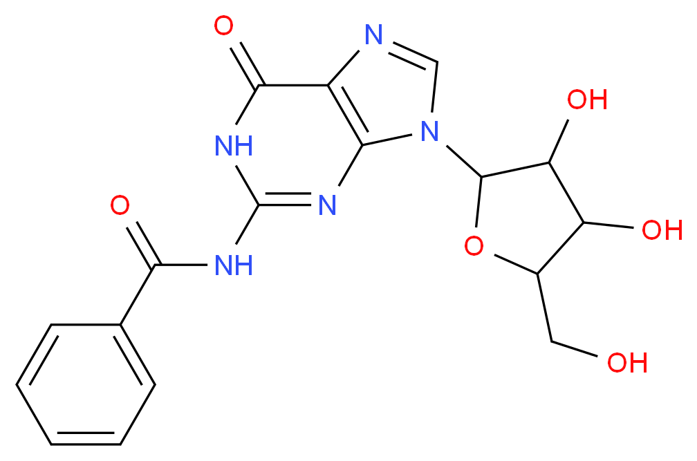 N-{9-[3,4-dihydroxy-5-(hydroxymethyl)oxolan-2-yl]-6-oxo-6,9-dihydro-1H-purin-2-yl}benzamide_分子结构_CAS_3676-72-0