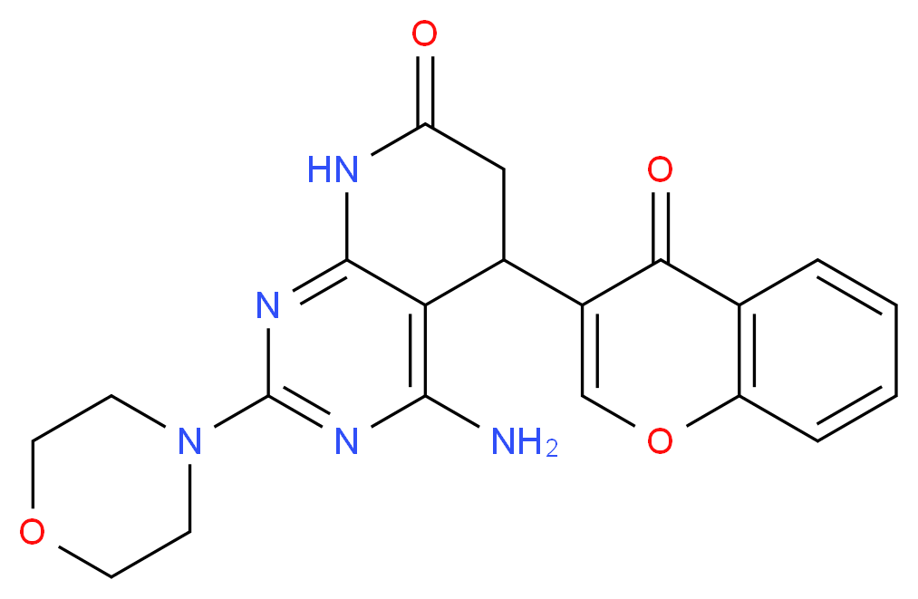 4-amino-2-morpholin-4-yl-5-(4-oxo-4H-chromen-3-yl)-5,8-dihydropyrido[2,3-d]pyrimidin-7(6H)-one_分子结构_CAS_)