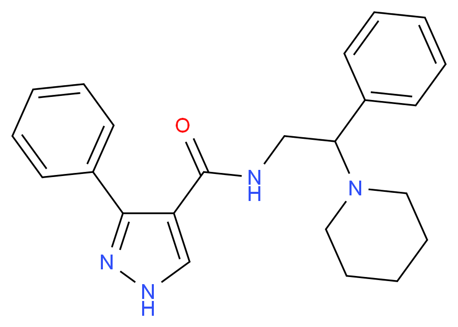 3-phenyl-N-[2-phenyl-2-(1-piperidinyl)ethyl]-1H-pyrazole-4-carboxamide_分子结构_CAS_)