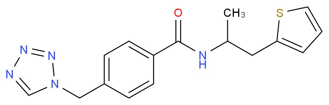 N-[1-methyl-2-(2-thienyl)ethyl]-4-(1H-tetrazol-1-ylmethyl)benzamide_分子结构_CAS_)
