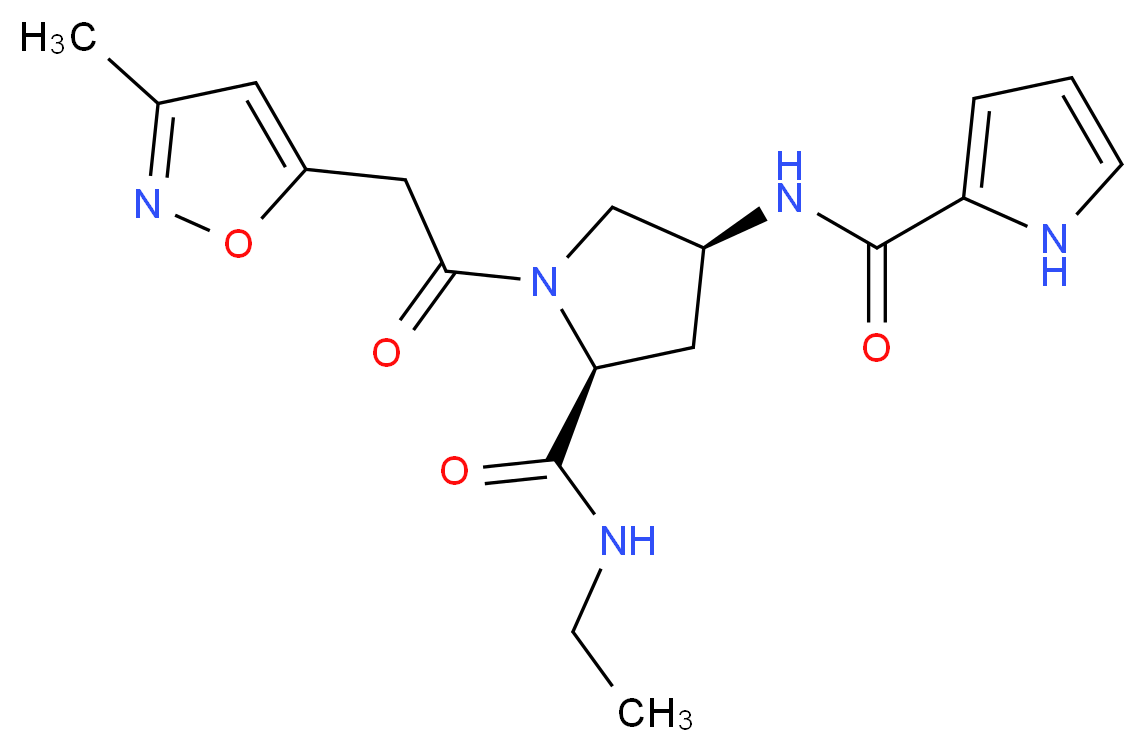 (4S)-N-ethyl-1-[(3-methylisoxazol-5-yl)acetyl]-4-[(1H-pyrrol-2-ylcarbonyl)amino]-L-prolinamide_分子结构_CAS_)