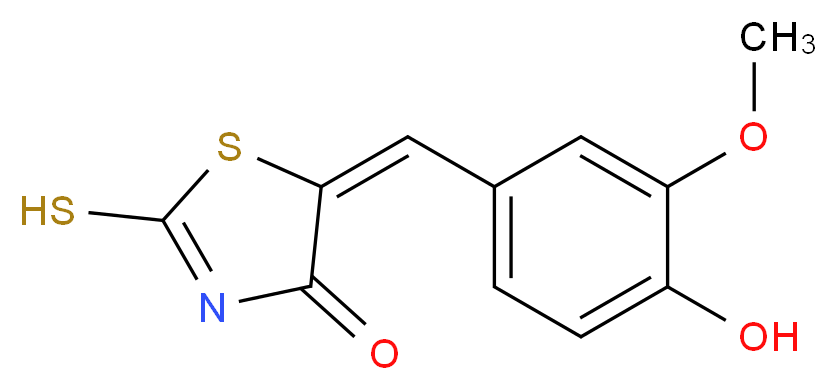 (5E)-5-(4-Hydroxy-3-methoxybenzylidene)-2-mercapto-1,3-thiazol-4(5H)-one_分子结构_CAS_5447-37-0)
