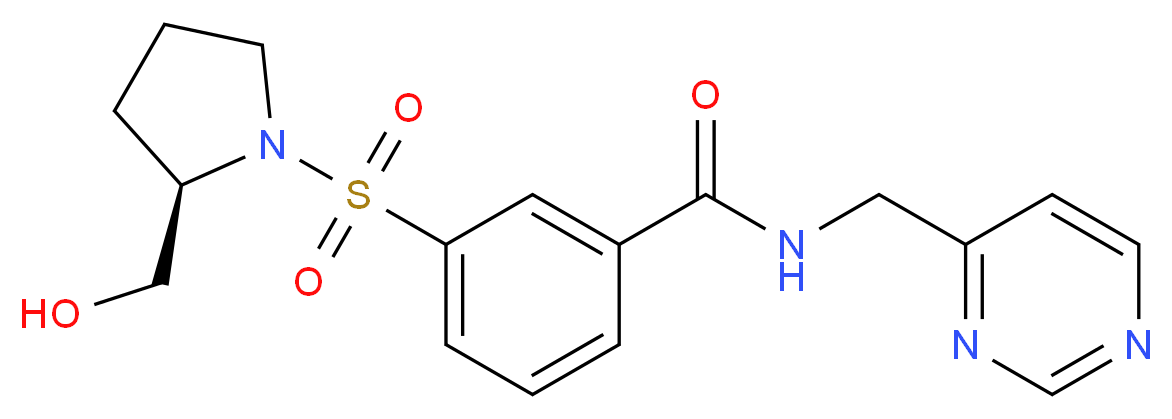 3-{[(2R)-2-(hydroxymethyl)pyrrolidin-1-yl]sulfonyl}-N-(pyrimidin-4-ylmethyl)benzamide_分子结构_CAS_)