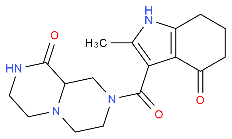 8-[(2-methyl-4-oxo-4,5,6,7-tetrahydro-1H-indol-3-yl)carbonyl]hexahydro-2H-pyrazino[1,2-a]pyrazin-1(6H)-one_分子结构_CAS_)