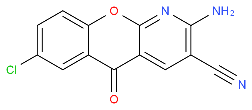 2-氨基-7-氯-5-氧代-5H-[1]苯并吡喃[2,3-b]吡啶-3-甲腈_分子结构_CAS_68302-10-3)