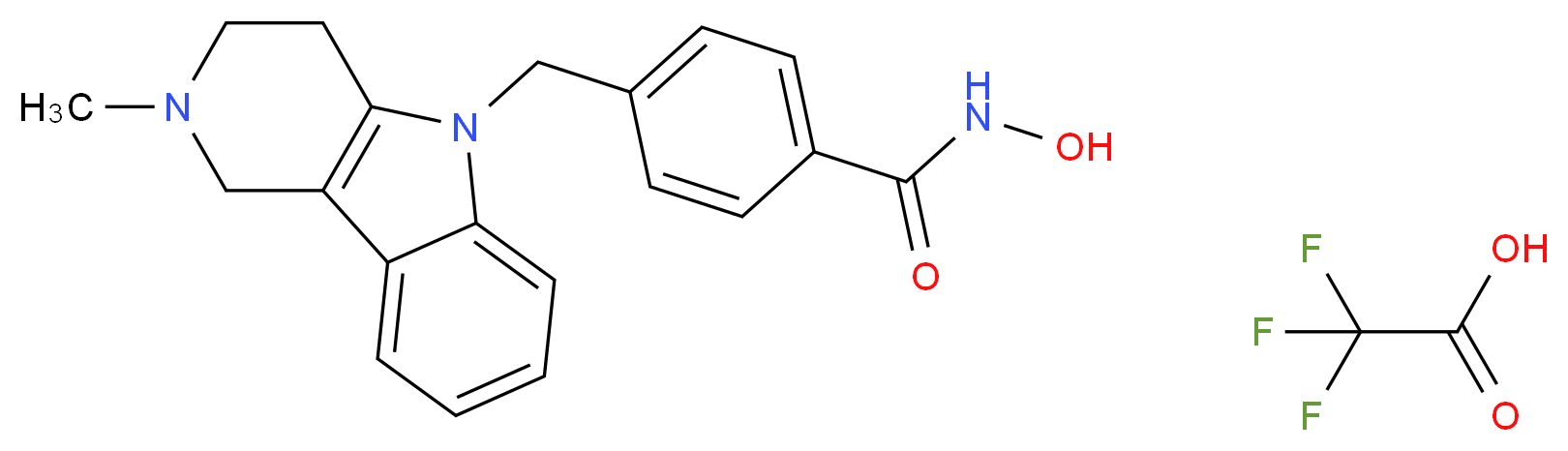 N-hydroxy-4-({2-methyl-1H,2H,3H,4H,5H-pyrido[4,3-b]indol-5-yl}methyl)benzamide; trifluoroacetic acid_分子结构_CAS_1239262-52-2