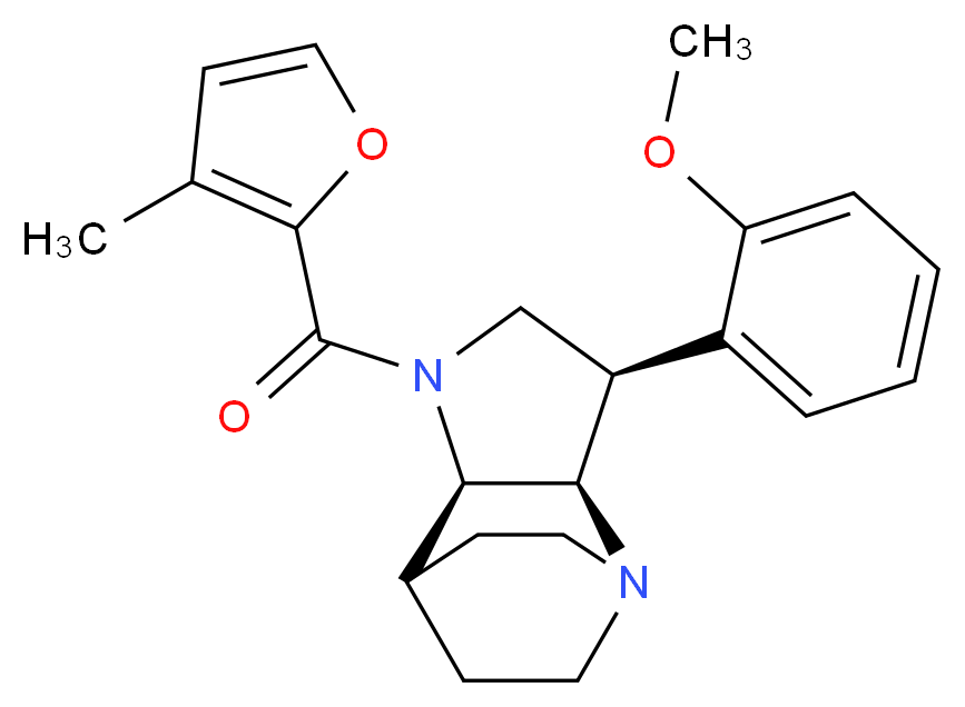 (3R*,3aR*,7aR*)-3-(2-methoxyphenyl)-1-(3-methyl-2-furoyl)octahydro-4,7-ethanopyrrolo[3,2-b]pyridine_分子结构_CAS_)