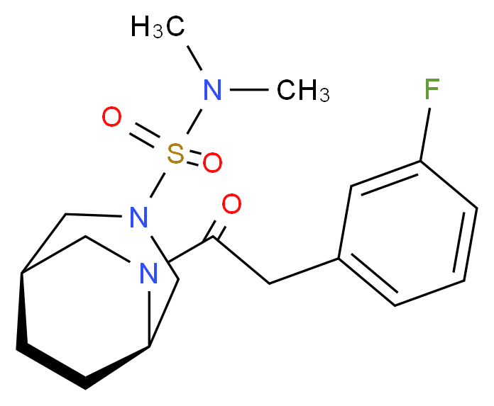 (1R*,5R*)-6-[(3-fluorophenyl)acetyl]-N,N-dimethyl-3,6-diazabicyclo[3.2.2]nonane-3-sulfonamide_分子结构_CAS_)