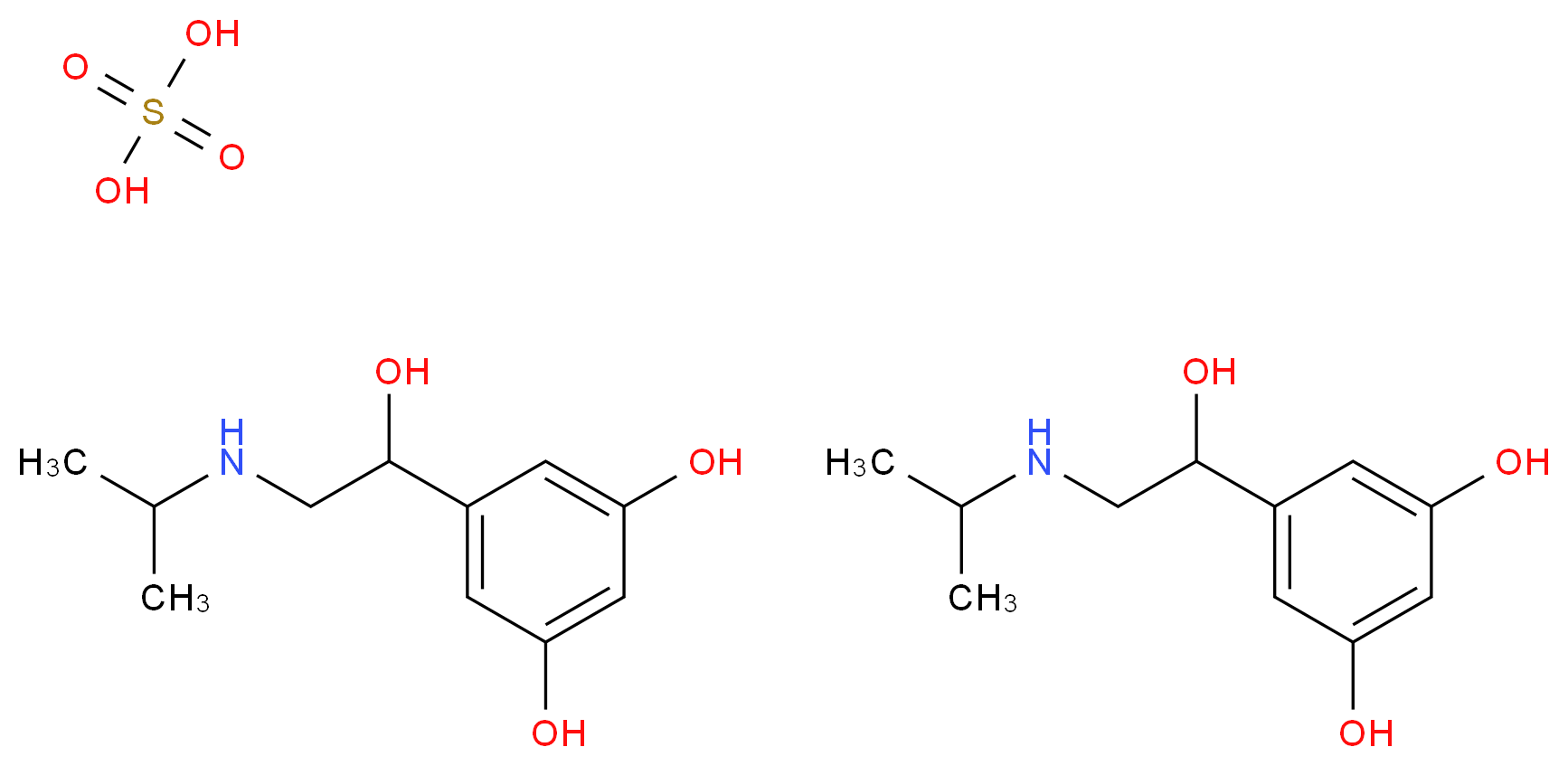 bis(5-{1-hydroxy-2-[(propan-2-yl)amino]ethyl}benzene-1,3-diol); sulfuric acid_分子结构_CAS_5874-97-5
