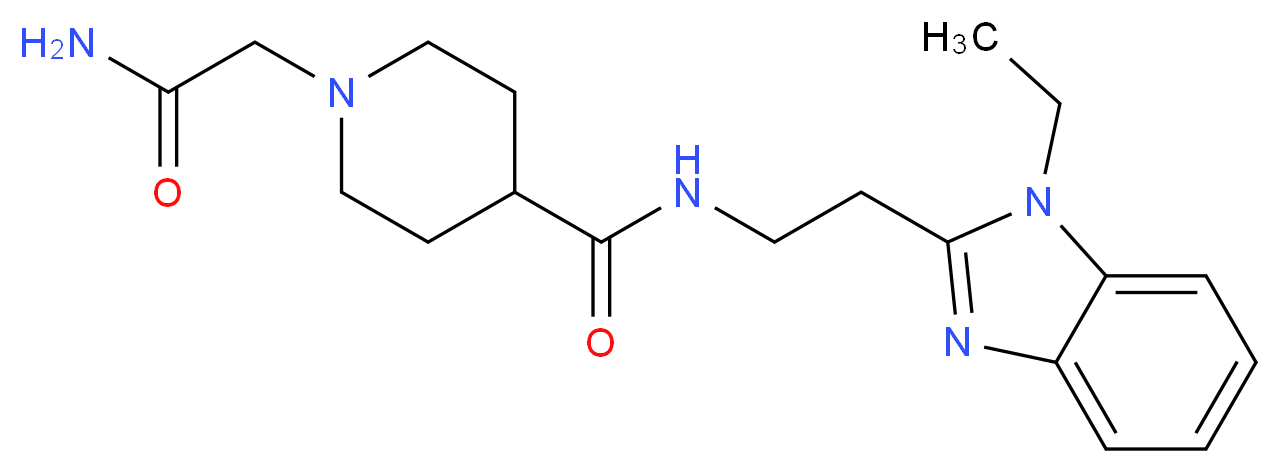 1-(2-amino-2-oxoethyl)-N-[2-(1-ethyl-1H-benzimidazol-2-yl)ethyl]-4-piperidinecarboxamide_分子结构_CAS_)