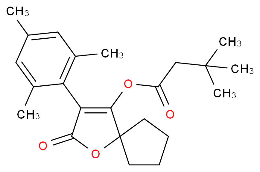 2-oxo-3-(2,4,6-trimethylphenyl)-1-oxaspiro[4.4]non-3-en-4-yl 3,3-dimethylbutanoate_分子结构_CAS_283594-90-1