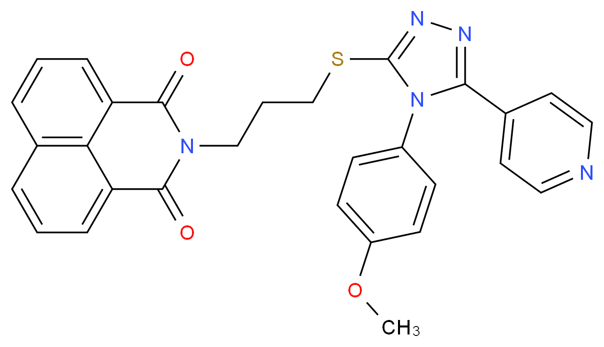 3-(3-{[4-(4-methoxyphenyl)-5-(pyridin-4-yl)-4H-1,2,4-triazol-3-yl]sulfanyl}propyl)-3-azatricyclo[7.3.1.0<sup>5</sup>,<sup>1</sup><sup>3</sup>]trideca-1(13),5,7,9,11-pentaene-2,4-dione_分子结构_CAS_838818-26-1