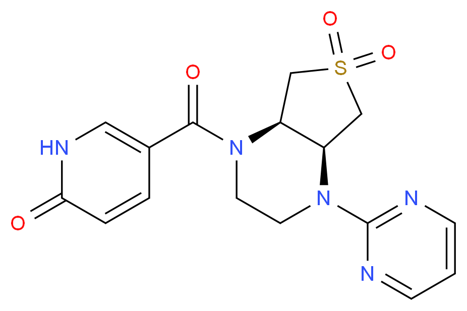 5-{[(4aS*,7aR*)-6,6-dioxido-4-pyrimidin-2-ylhexahydrothieno[3,4-b]pyrazin-1(2H)-yl]carbonyl}pyridin-2(1H)-one_分子结构_CAS_)
