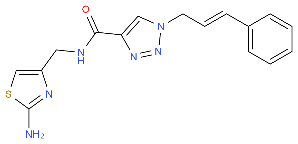 N-[(2-amino-1,3-thiazol-4-yl)methyl]-1-[(2E)-3-phenyl-2-propen-1-yl]-1H-1,2,3-triazole-4-carboxamide_分子结构_CAS_)
