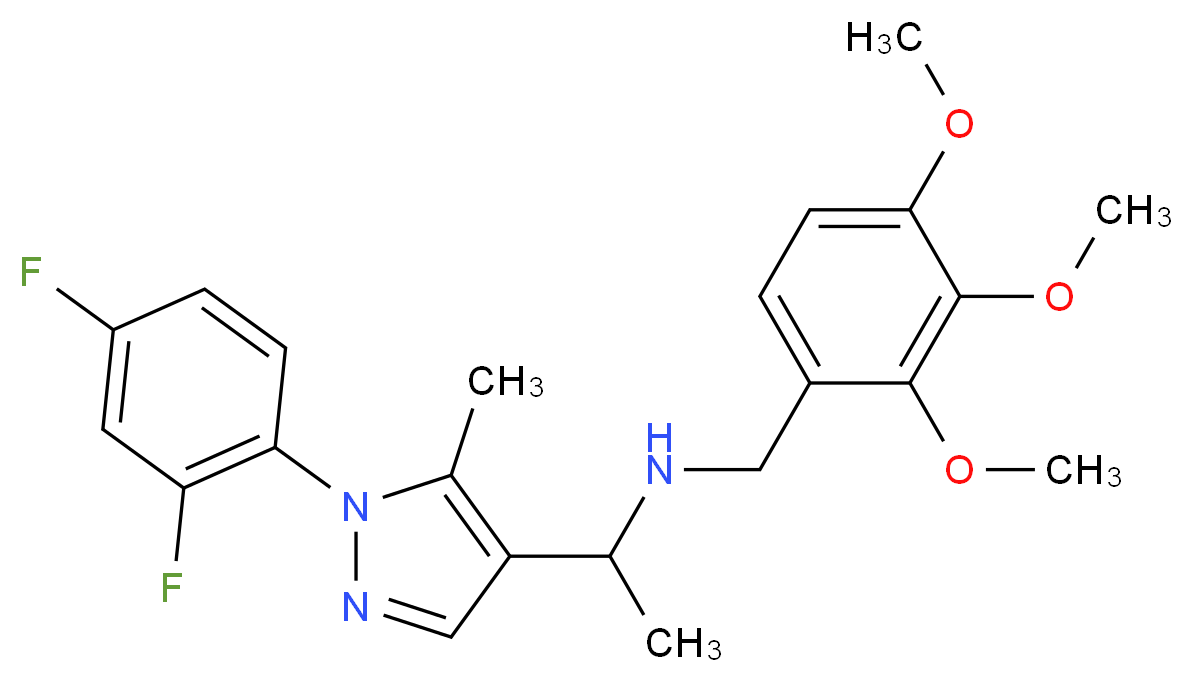 1-[1-(2,4-difluorophenyl)-5-methyl-1H-pyrazol-4-yl]-N-(2,3,4-trimethoxybenzyl)ethanamine_分子结构_CAS_)