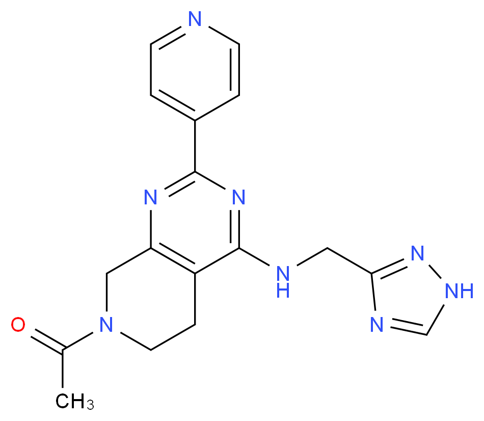 7-acetyl-2-pyridin-4-yl-N-(1H-1,2,4-triazol-3-ylmethyl)-5,6,7,8-tetrahydropyrido[3,4-d]pyrimidin-4-amine_分子结构_CAS_)