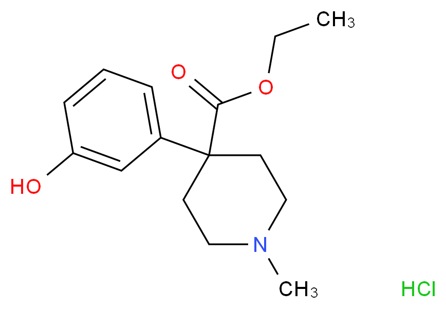 ethyl 4-(3-hydroxyphenyl)-1-methylpiperidine-4-carboxylate hydrochloride_分子结构_CAS_5928-59-6