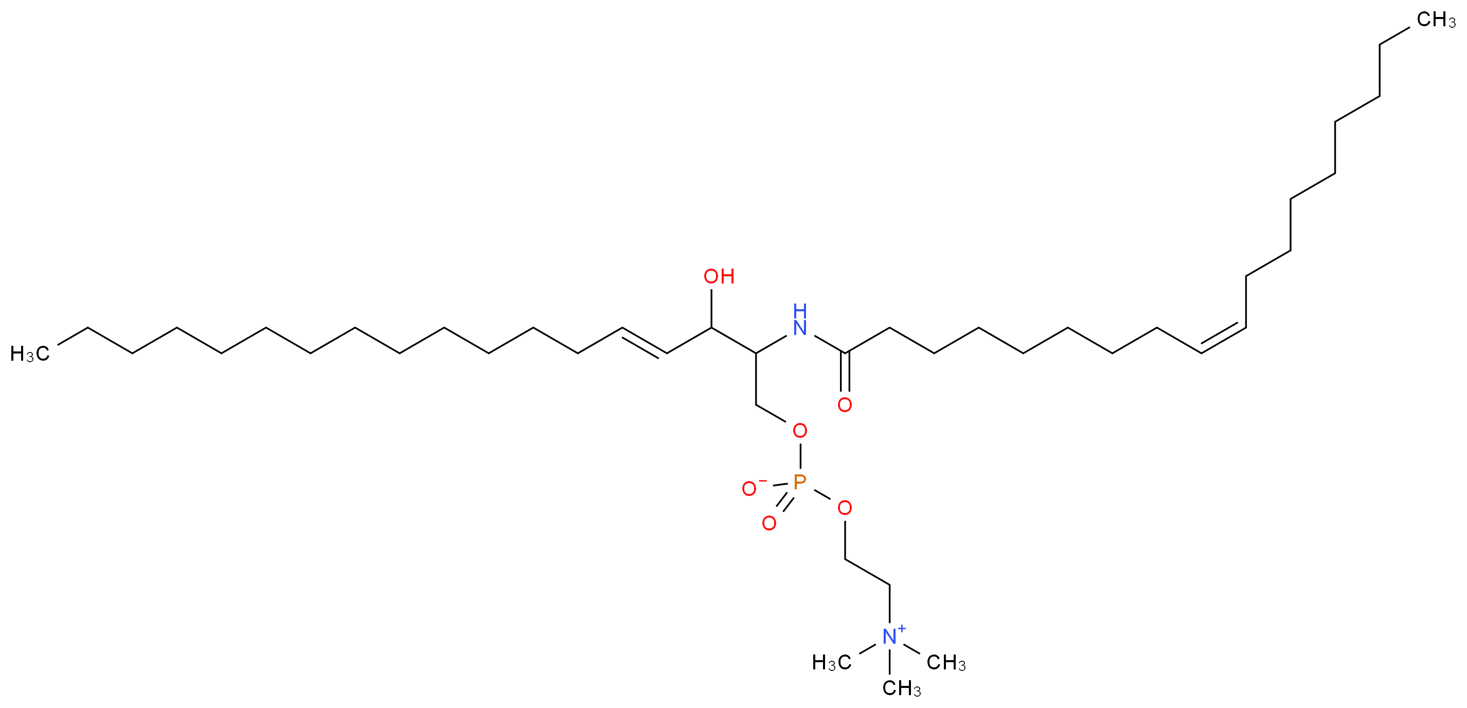 N-Oleoyl-D-sphingomyelin semisynthetic from bovine brain sphingomyelin_分子结构_CAS_108392-10-5)