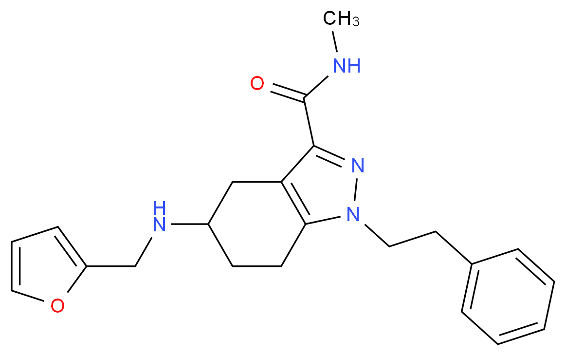 5-[(2-furylmethyl)amino]-N-methyl-1-(2-phenylethyl)-4,5,6,7-tetrahydro-1H-indazole-3-carboxamide_分子结构_CAS_)
