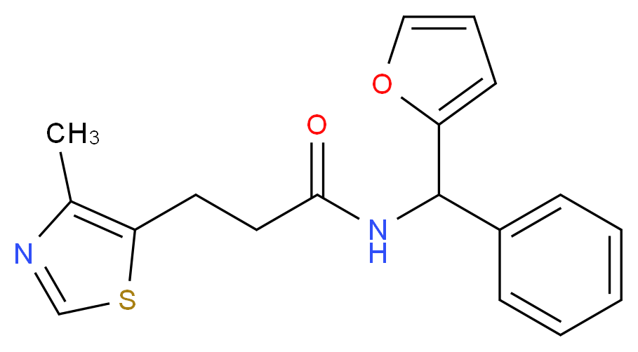N-[2-furyl(phenyl)methyl]-3-(4-methyl-1,3-thiazol-5-yl)propanamide_分子结构_CAS_)