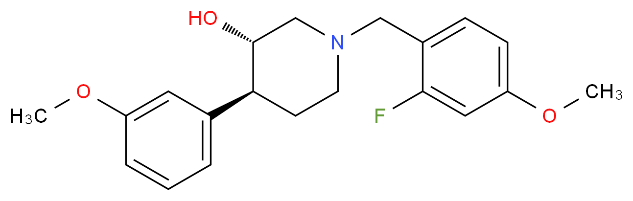(3S*,4S*)-1-(2-fluoro-4-methoxybenzyl)-4-(3-methoxyphenyl)piperidin-3-ol_分子结构_CAS_)