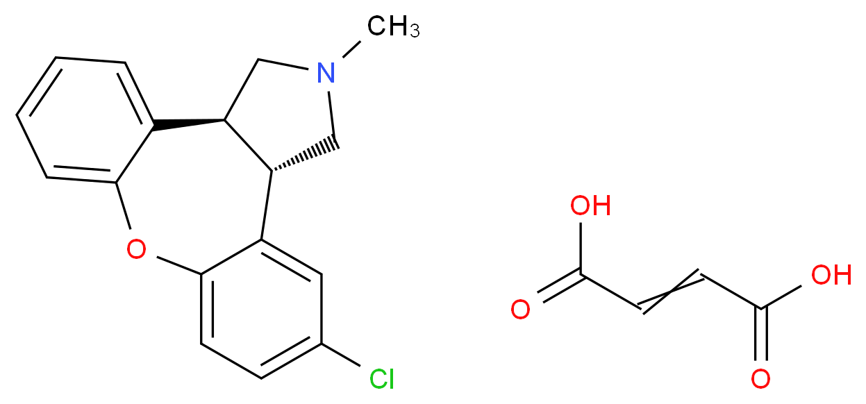 (2S,6S)-9-chloro-4-methyl-13-oxa-4-azatetracyclo[12.4.0.0<sup>2</sup>,<sup>6</sup>.0<sup>7</sup>,<sup>1</sup><sup>2</sup>]octadeca-1(18),7,9,11,14,16-hexaene; but-2-enedioic acid_分子结构_CAS_85650-56-2