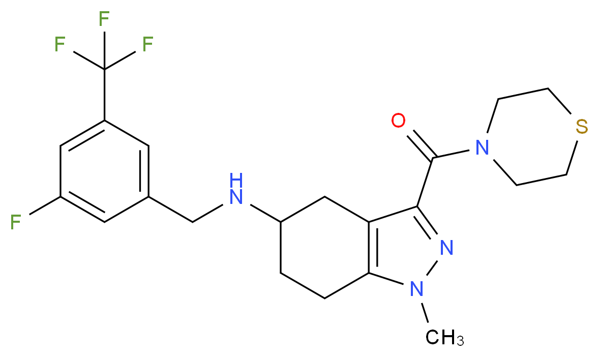 N-[3-fluoro-5-(trifluoromethyl)benzyl]-1-methyl-3-(4-thiomorpholinylcarbonyl)-4,5,6,7-tetrahydro-1H-indazol-5-amine_分子结构_CAS_)