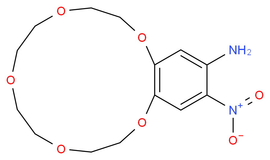 16-nitro-2,3,5,6,8,9,11,12-octahydro-1,4,7,10,13-benzopentaoxacyclopentadecin-15-amine_分子结构_CAS_77001-50-4