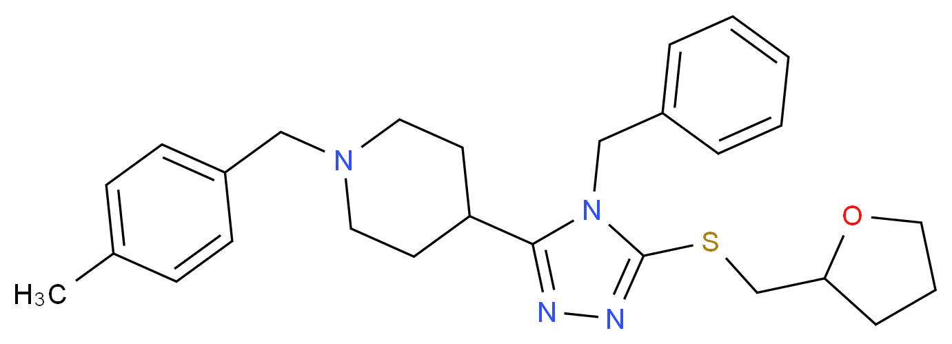 4-{4-benzyl-5-[(tetrahydro-2-furanylmethyl)thio]-4H-1,2,4-triazol-3-yl}-1-(4-methylbenzyl)piperidine_分子结构_CAS_)